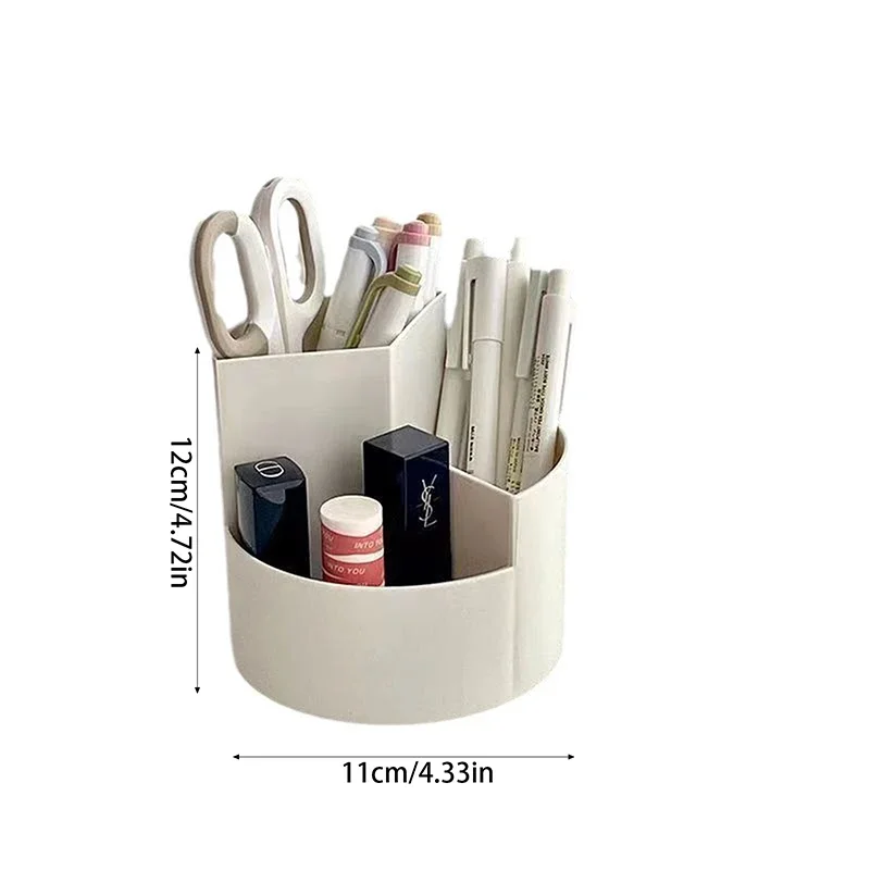 White Rotating Pencil Holder Office Desktop Multifunctional Storage Beauty Stationery Tools Layering Division Organizer