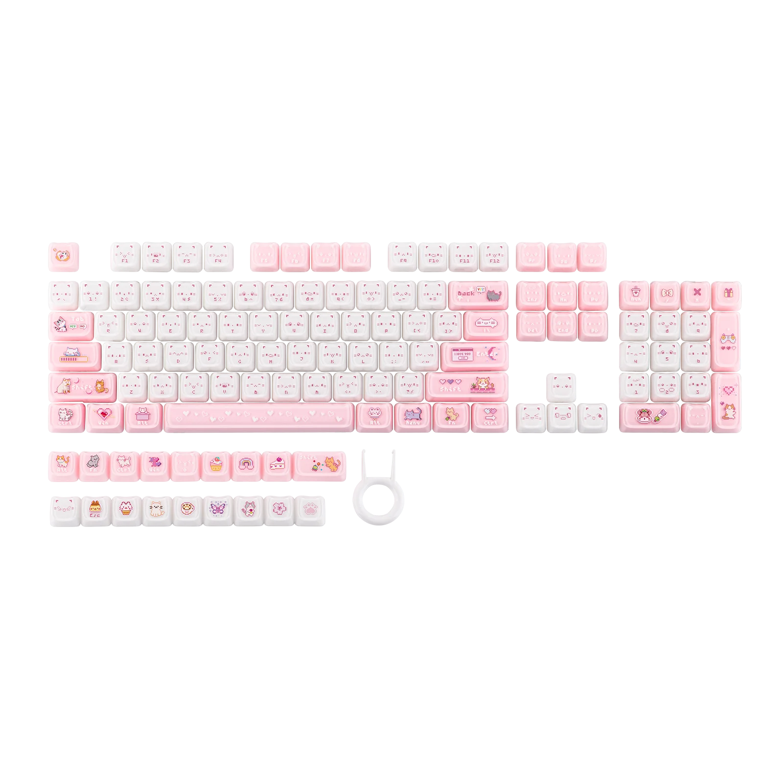 KiiBOOM Mewsic Jelly Keycap Set 122 toetsen MAO-profiel Double-Shot ABS+PC Compatibel met 60%/65%/75%/TKL/96%/Full-size toetsenbord