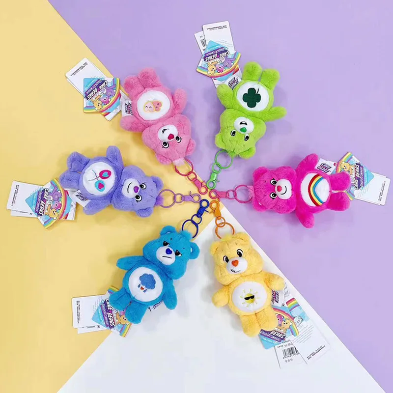 Sanrio Plush Kawaii Carebears Rainbown Bear Plush Anime Hobby Toy Brelok do kluczy Torba Breloczek z dźwiękiem Lalki Świąteczne prezenty urodzinowe