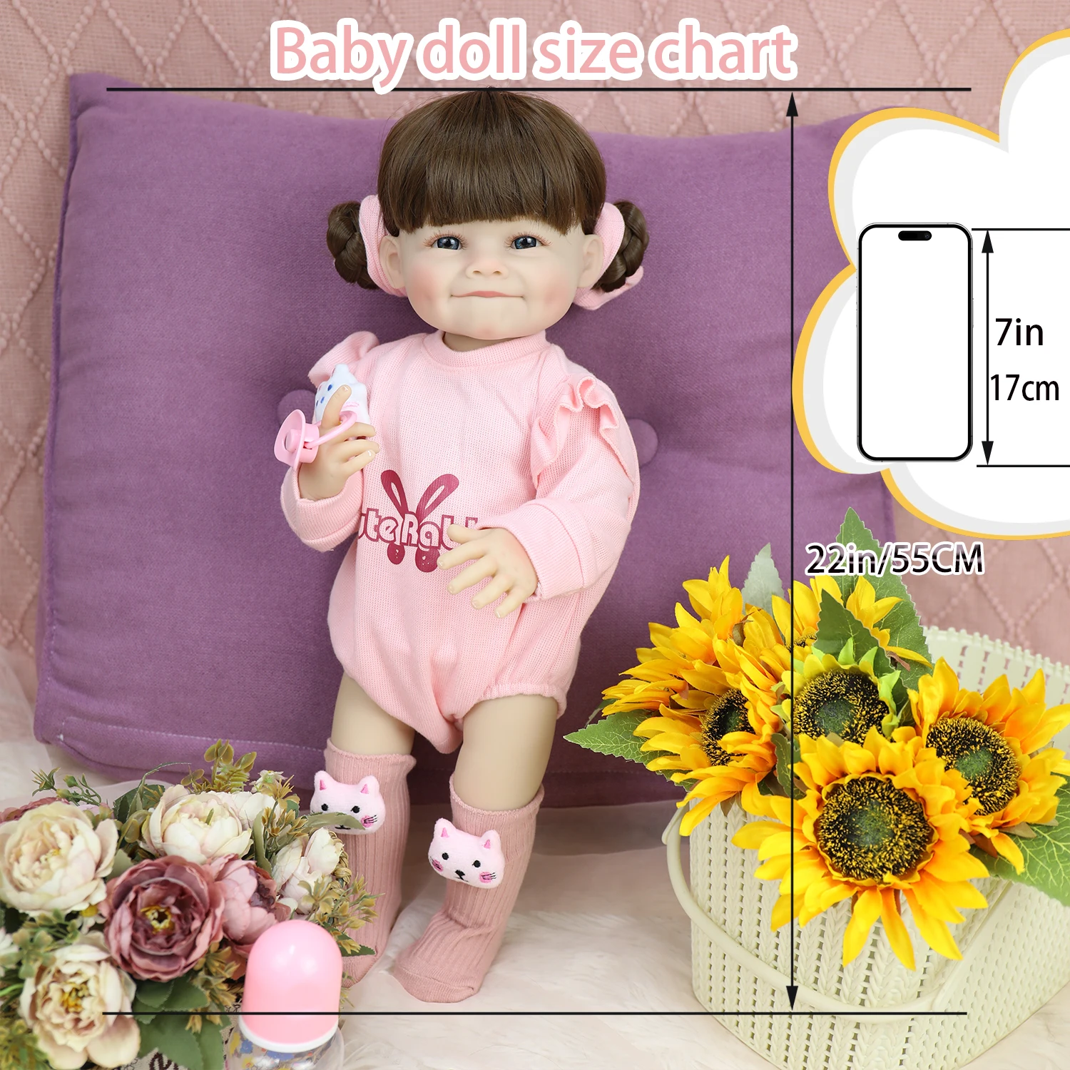 

55 см мягкая силиконовая виниловая водонепроницаемая кукла Reborn для всего тела, реалистичная мягкая на ощупь кукла высокого качества, рождественские подарки для девочки