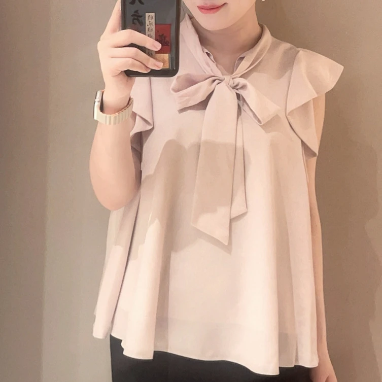 Elegant Temperament Ruffles Deisgn Blouse 2024 Autumn Japan Style Sleeve Tops Femme Jacquard Bow Tie Chiffon Shirt Women