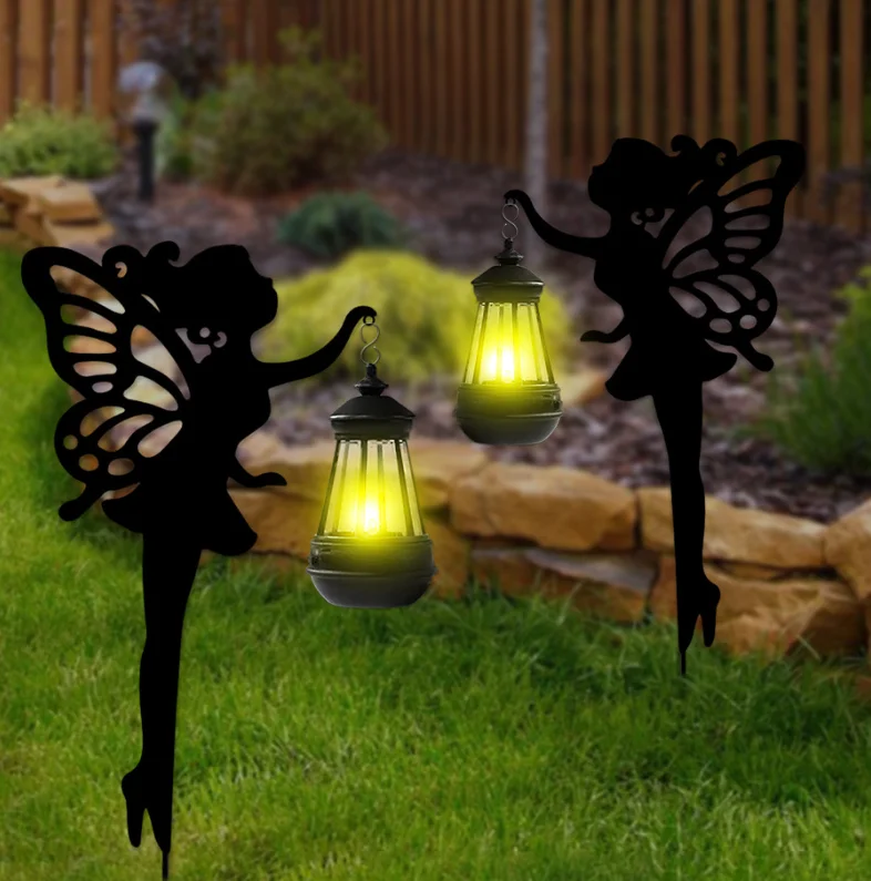 1pcs Solar Moon Fairy Lamp Outdoor Garden Iron Flower Fairy Ground Insertion Lamp Lawn Courtyard Decorative Light