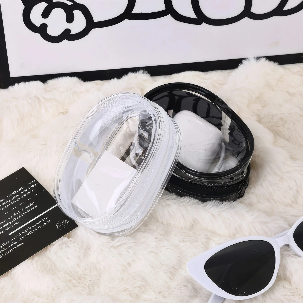 1/2/3 Charger Storage Bags, White/black, Casual Style, Transparent Charger Storage Bag, Suitable for Daily Carrying - Detail 1
