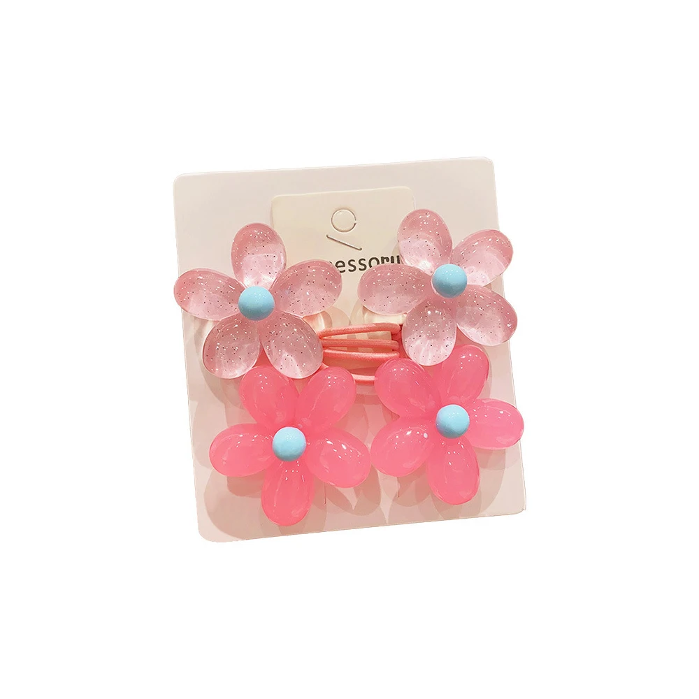 Children\'s Cute Candy Color Flower Skin Band Mother Kids Tie Head High Elastic Hair Accessories Student Hair Ring