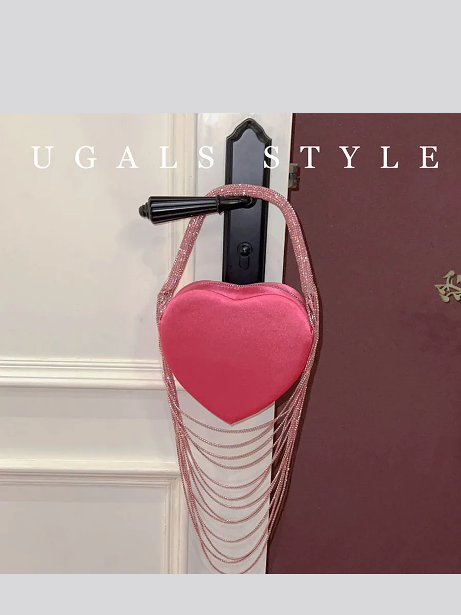 

UGALS Sparkling Water Diamond Velvet Satin Underarm Crossbody Bag Women's Elegant Box Bag for Banquet Youth Fashion Accessory