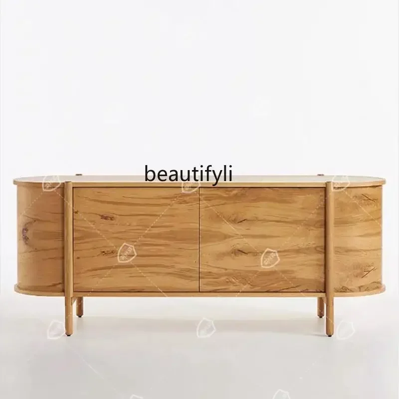 

Nordic Arc Medieval Solid Wood Nordic Entrance Cabinet Arc Side Storage CabinetA4567