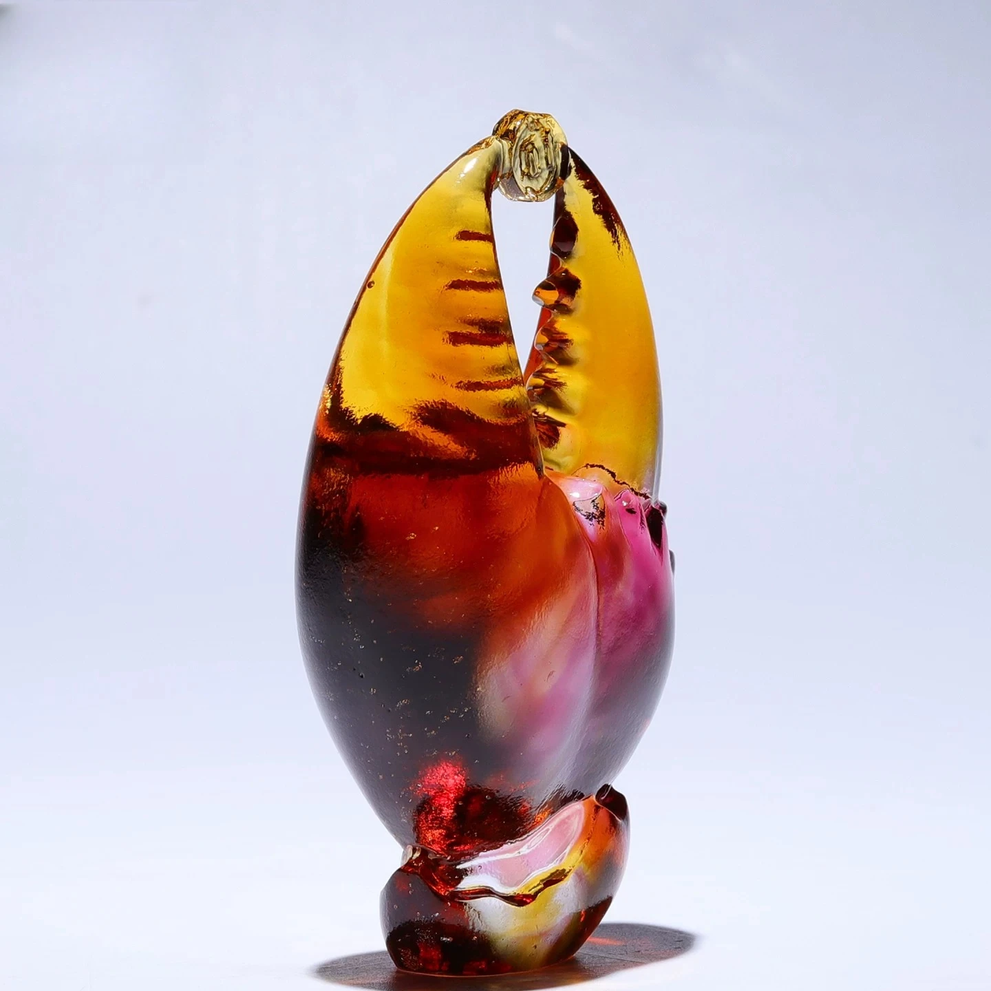 Intangible Heritage Colored Glaze Crab Claw Figurine,Office Home Desk Lucky Mini Decor,Stress Relieving Ornament,Premium Craft