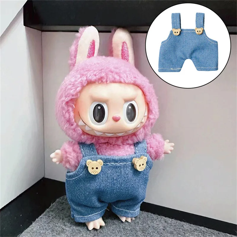 17cm Cute Mini Plush Doll'S Clothes Outfit Accessories For Korea Kpop Exo Labubu Idol Dolls donut overalls Clothing DIY Kid Gift