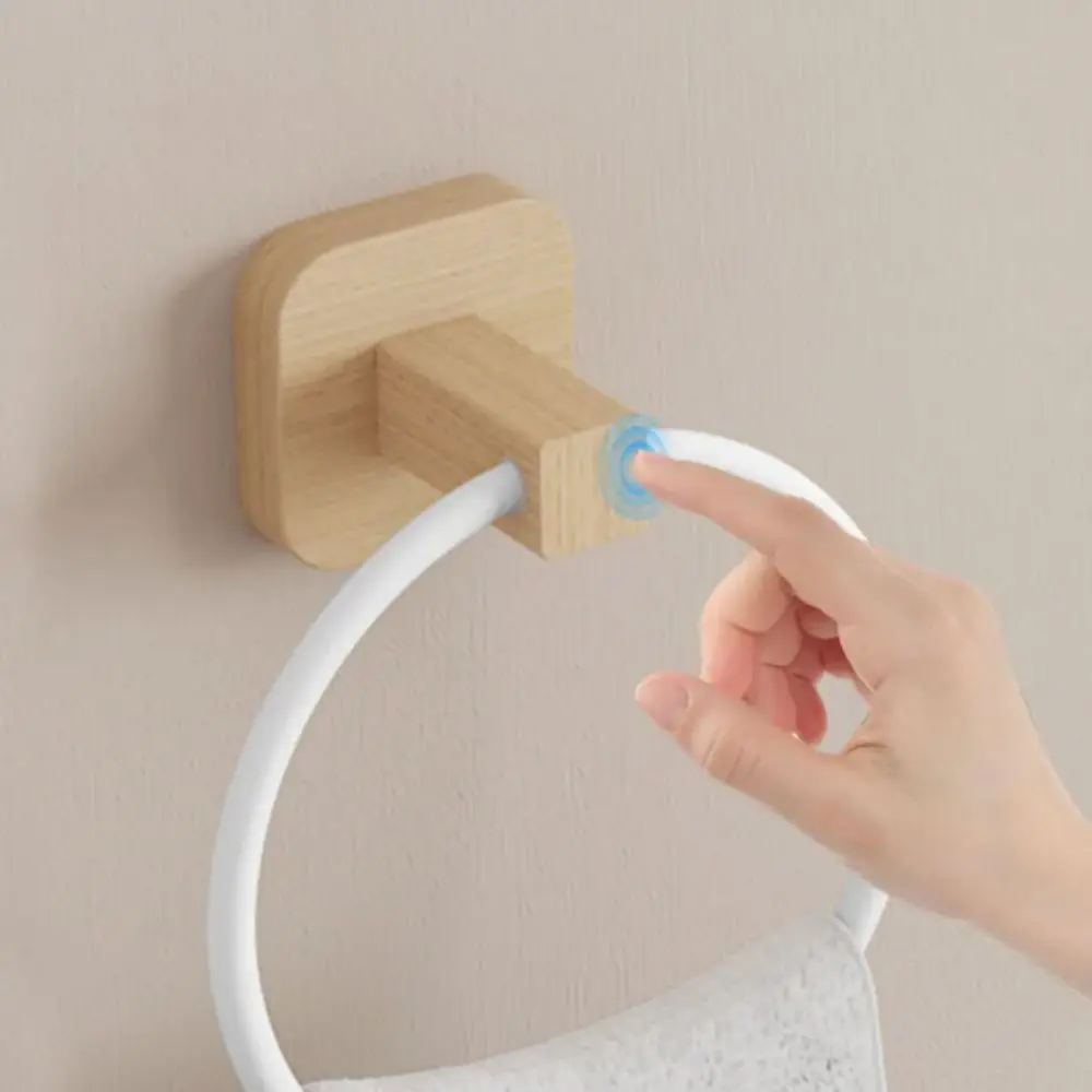 

Round Design Portable Towel Racks Aluminium Material Beech Wood Wall Mounted Towel Holder White Color Black Color