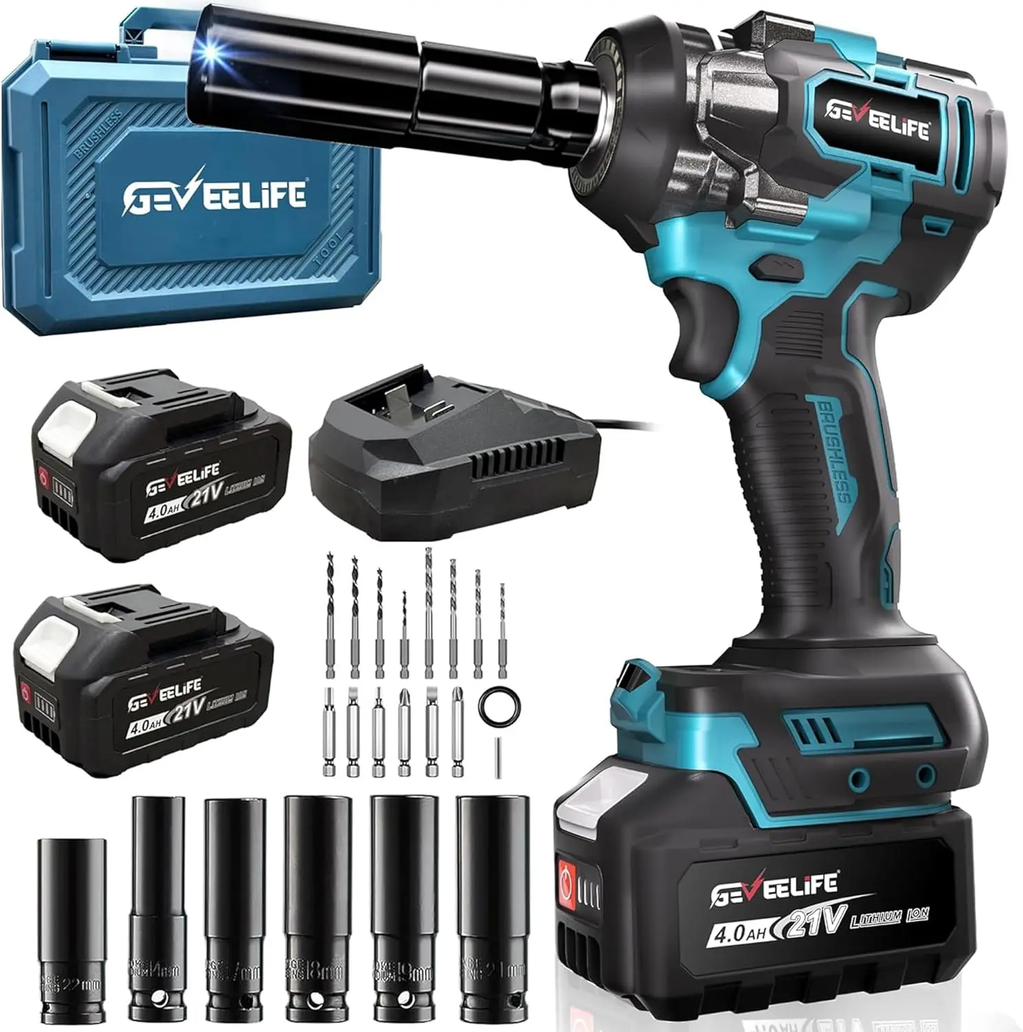 

650N.m Cordless Impact Wrench with 2x4.0Ah Batteries, 3300RPM for Car and DIY Projects