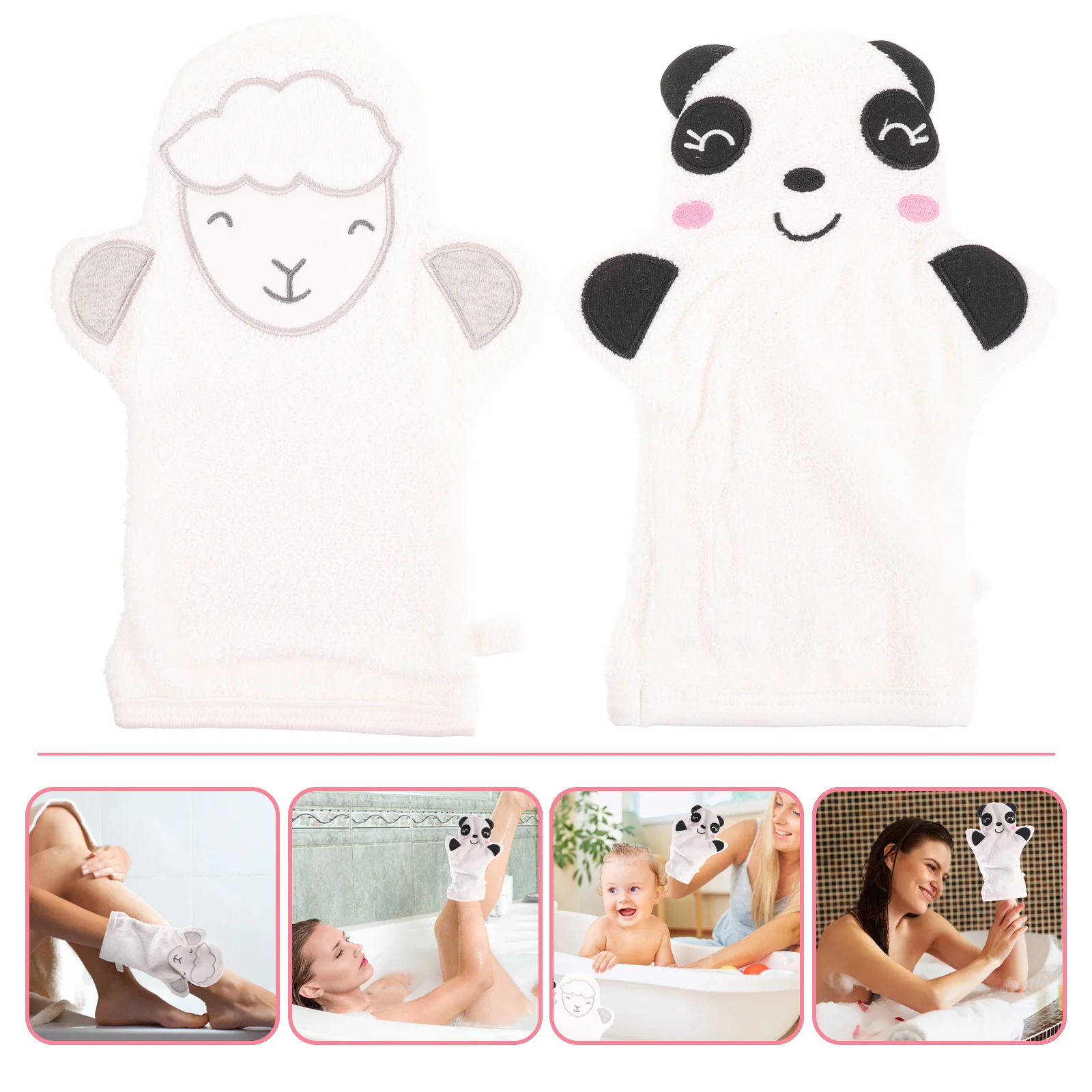 2 قطعة قفازات دش الكرتون الاطفال قابلة لإعادة الاستخدام التقشير قفازات لتنظيف الجسم الاستحمام رغوة غسل قفاز اكسسوارات الحمام ل #1