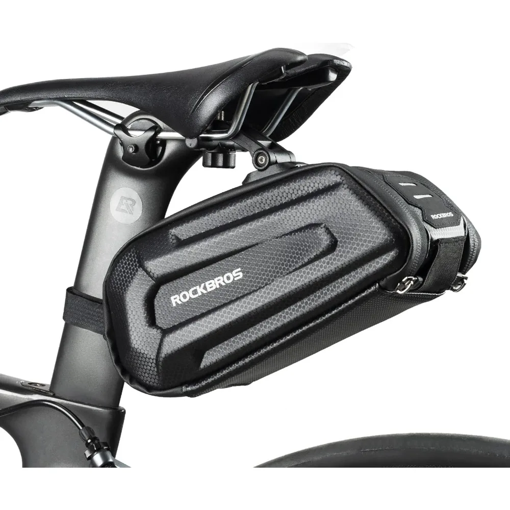 

bicycle saddle bag under seat - 3d hard shell bike seat bag with silver reflective strip for mountain road bikes, quick release