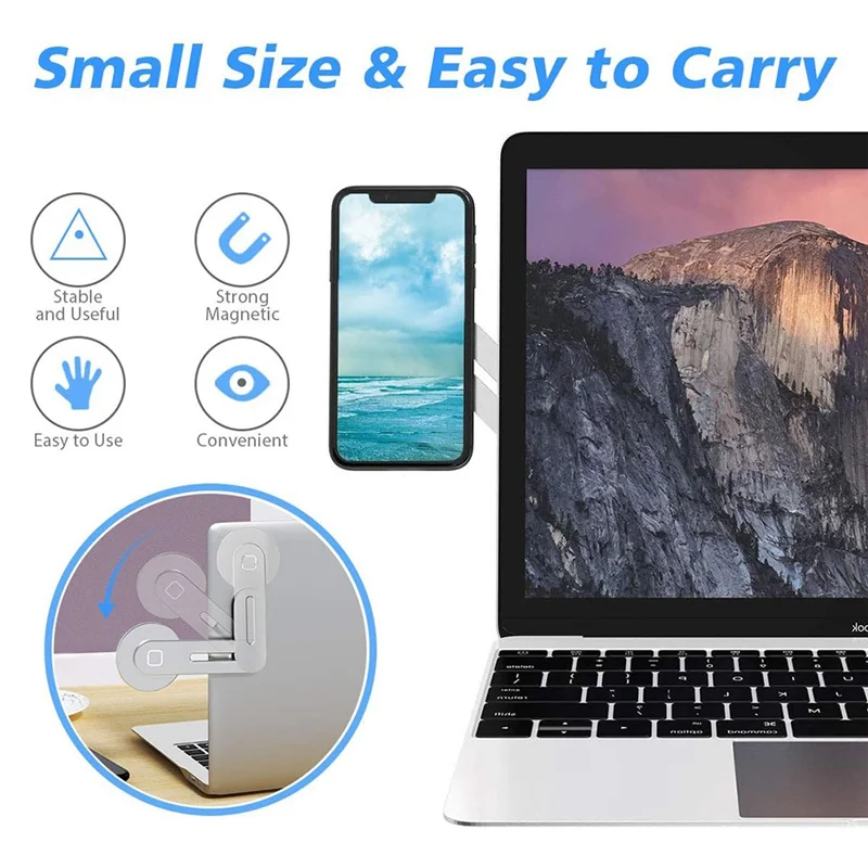 -ESTR 자기 전화 홀더 조정 가능한 전화 모니터 측면 홀더 휴대용 접이식 컴퓨터 확장 스탠드