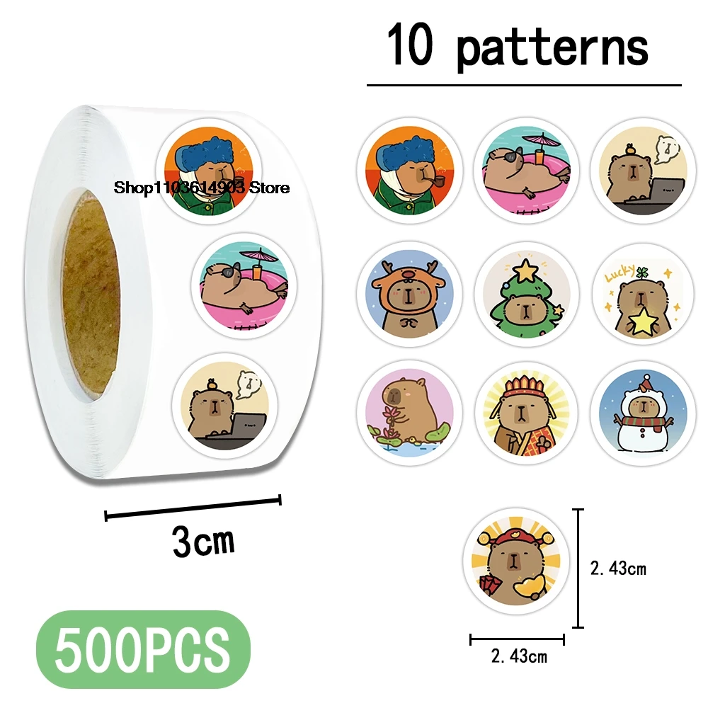 500pcs/roll Cartoon Cute capybara stickers room decor wall art Wedding venue decoration school teacher supplies reward stickers