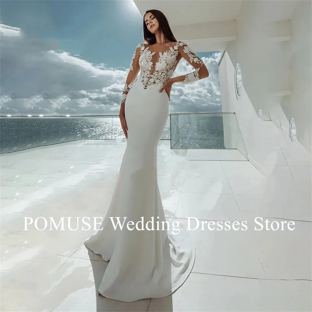 Sexy Long Sleeves Mermaid Wedding Dresses White Customized Lace Appliques 2024 Bridal Dress Gowns Beach Vestidos De Noiva