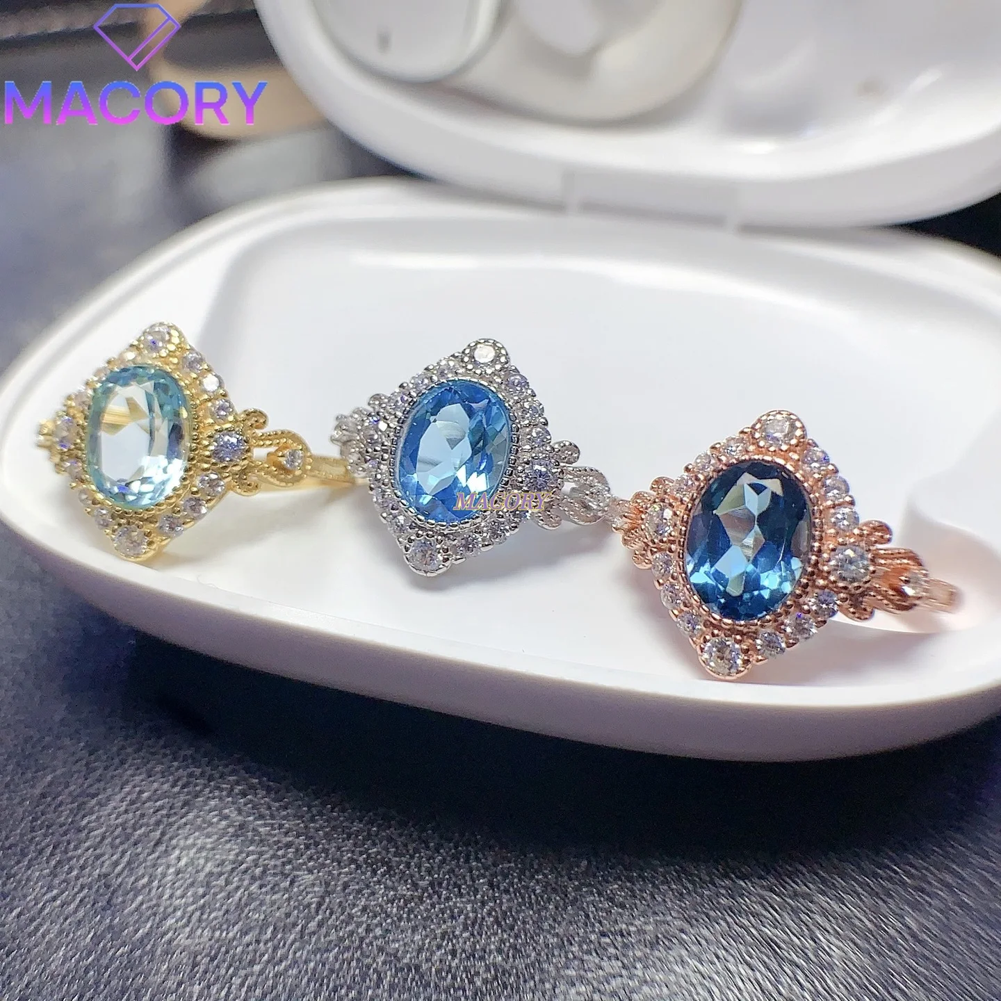 

Natural topaz ring female 925 sterling silver new engagement wedding fashion jewelry exquisite with certificate