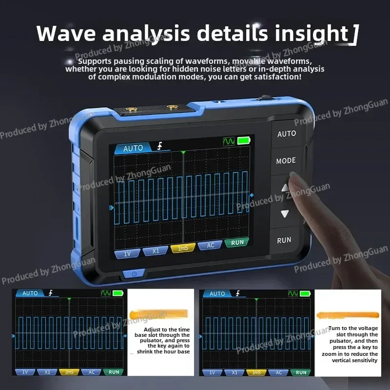 Handheld Small Digital Oscilloscope 2-in-1 Multi-function Portable Mini Signal Generator 1M Bandwidth