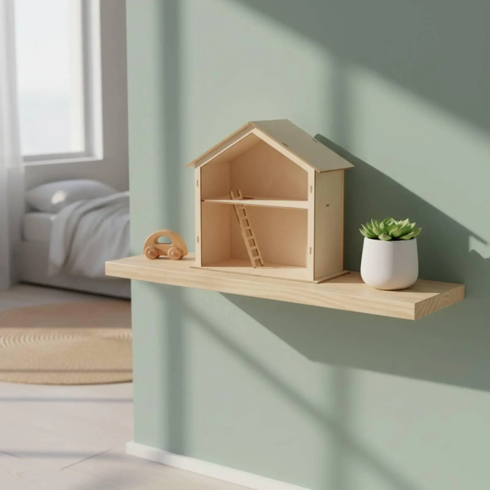 Wooden Children Assembly House Paintable DIY Small Cabin Decor Miniature Dollhouse Furniture for Kids