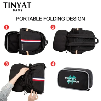 TINYAT-Sac à dos scolaire étanche pour hommes et femmes, sac de voyage pour la rentrée scolaire avec rangement pour chaussures, pliable et résistant aux taches pour étudiants