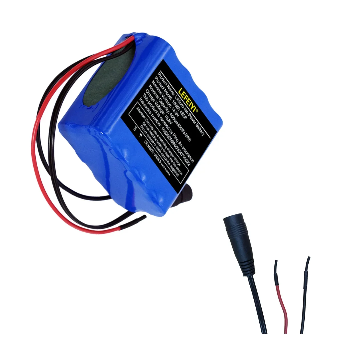 14.8V 6.0A 18650 Lithium Battery Pack 4S2P 6000mAh Built-in 10A BMS for Bluetooth Speakers and Night Fishing Lights