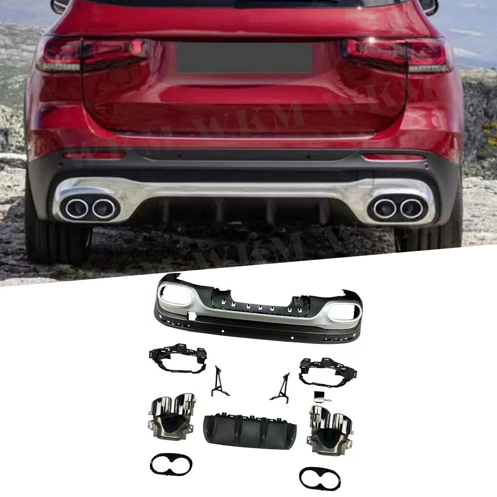 ABS Rear Bumper Lip Diffuser For Mercedes Benz GLB X247 GLB180 200 GLB35 AMG 2019+ Rear Lip Spoiler With Exhaust Tip Body Kits