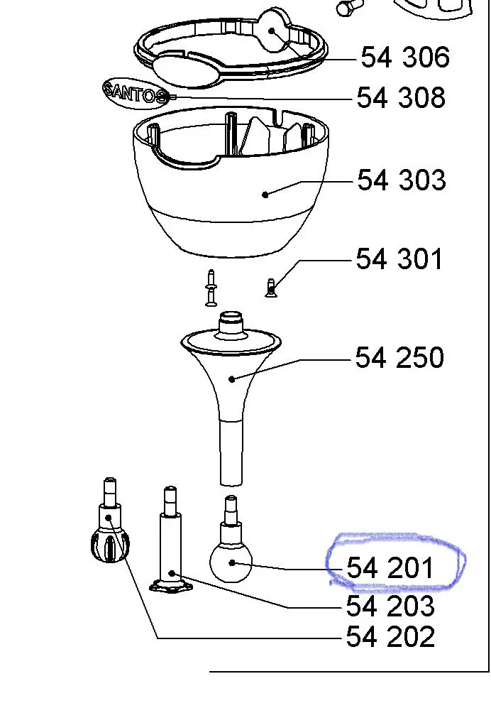 SANTOS 54201  DRINK MIXER 54 SPHERICAL AGITATOR TOOL / AGITATEUR SPHERIQUE