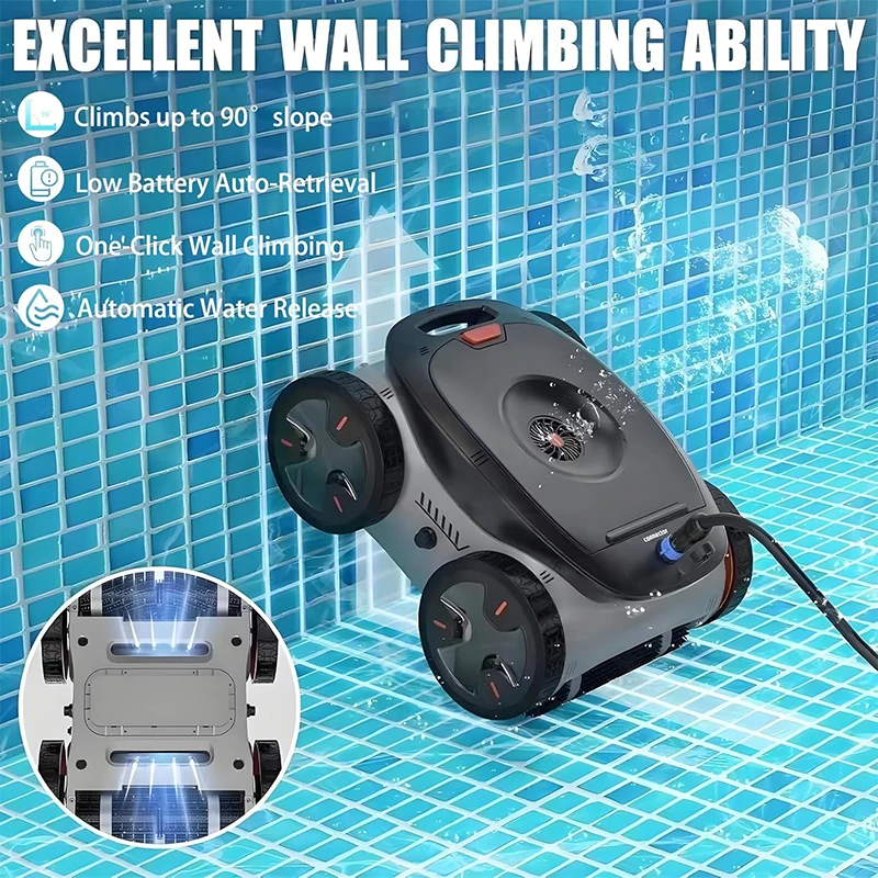 Cordless Wall Climbing Vacuum Cleaner Suction Swimming Pool Automatic Cleaner Robot