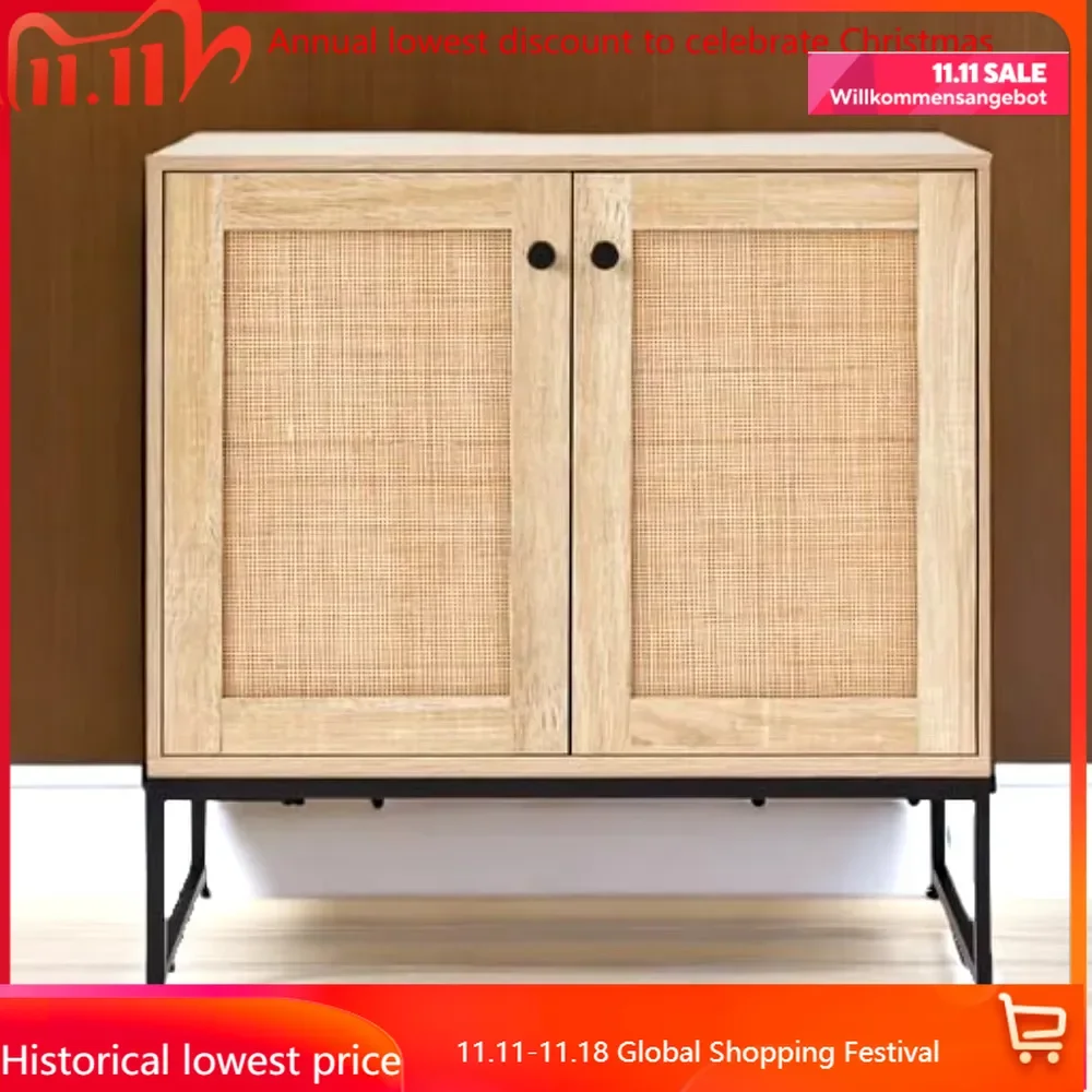 

2-Door Rattan Storage Cabinet, Accent Furniture, Multifunctional Cupboard for Living Room, Hallway, Kitchen wardrobes