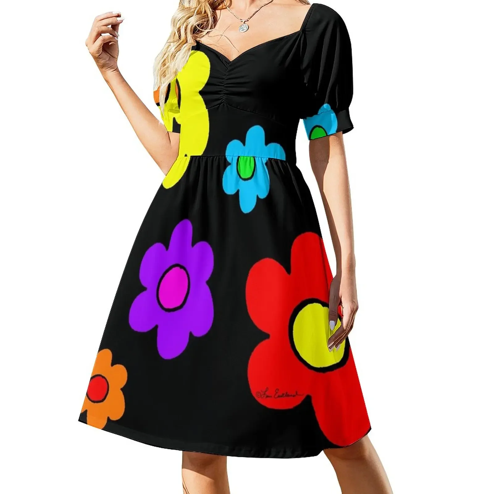 

Pop Flowers Short-Sleeved Dress dresses for women loose women's dress women's summer dress 2025