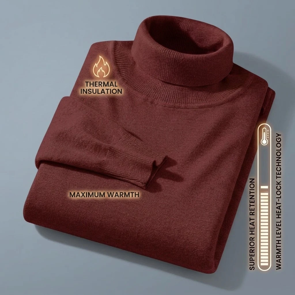 Herren Warmer Rollkragenpullover Einfarbiger Anti-Pilling Strickpullover Klassischer Herbst Hochwertiger Gestrickter Trendiger Herren Winter Streetwear – Detail 15