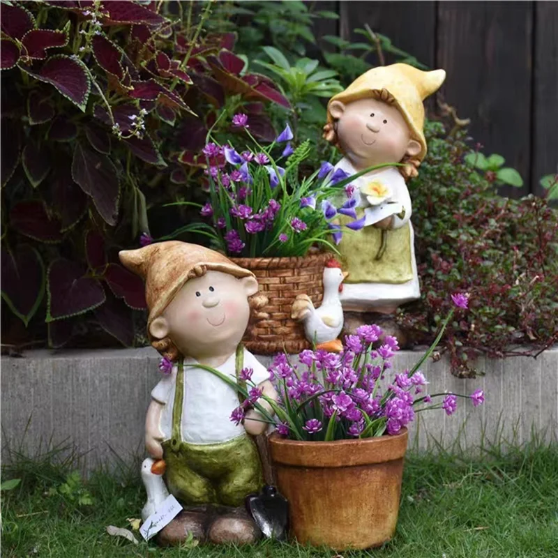 

A25F-For Indoor Plant Garden Statue Flowerpot Container Display Holder Organizer Resin Sculpture For Office Farmhouse Windowills
