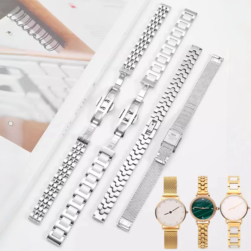 For any brand 6mm 8mm 10mm 12mm 14mm 16mm Stainless Steel Bracelet Women's strap For Small Dial Metal Watch band Accessories