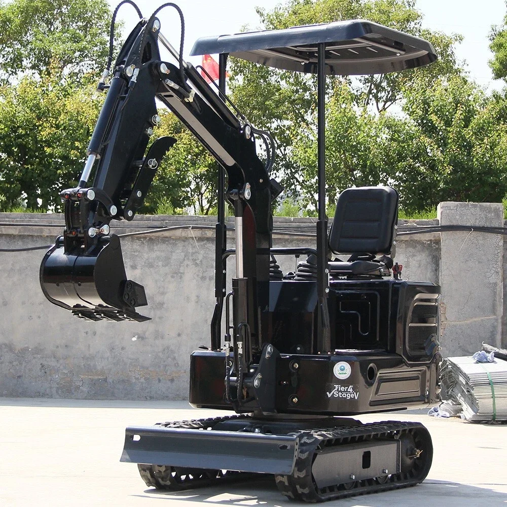 Mini excavadora de orugas todo terreno con motor con certificación EPA de 13,5 caballos de fuerza de 1 tonelada