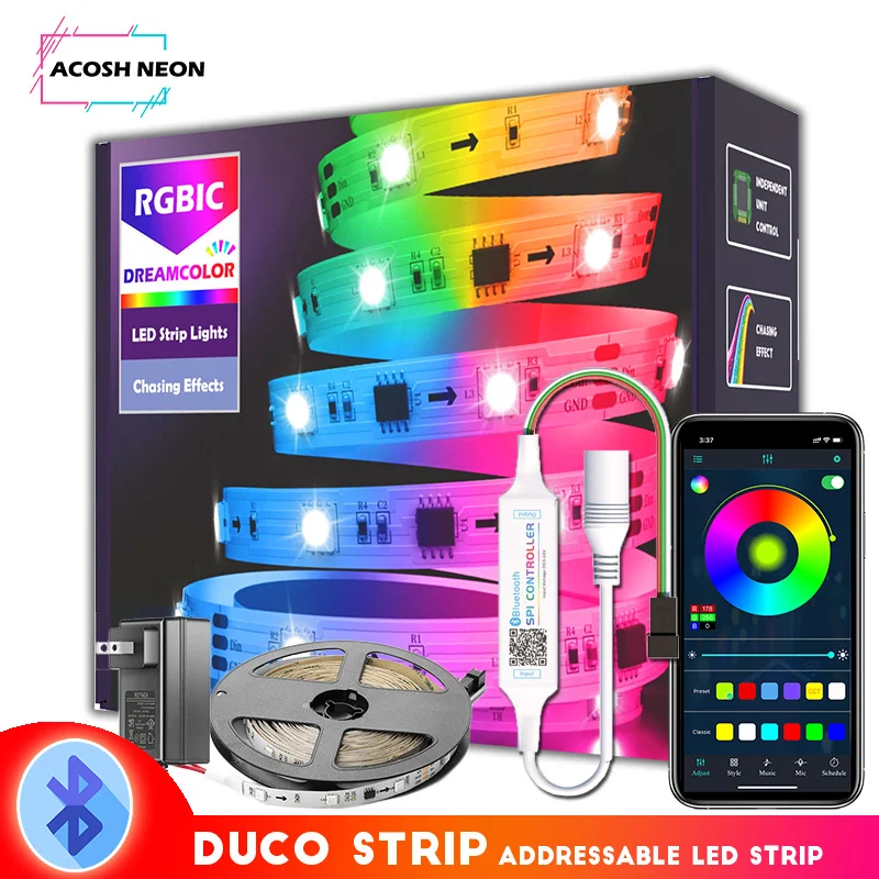 

RGBIC Bluetooth LED Light Strip WS2811 Light Interior Decoration Intelligent APP Controls The Color of The Light Strip