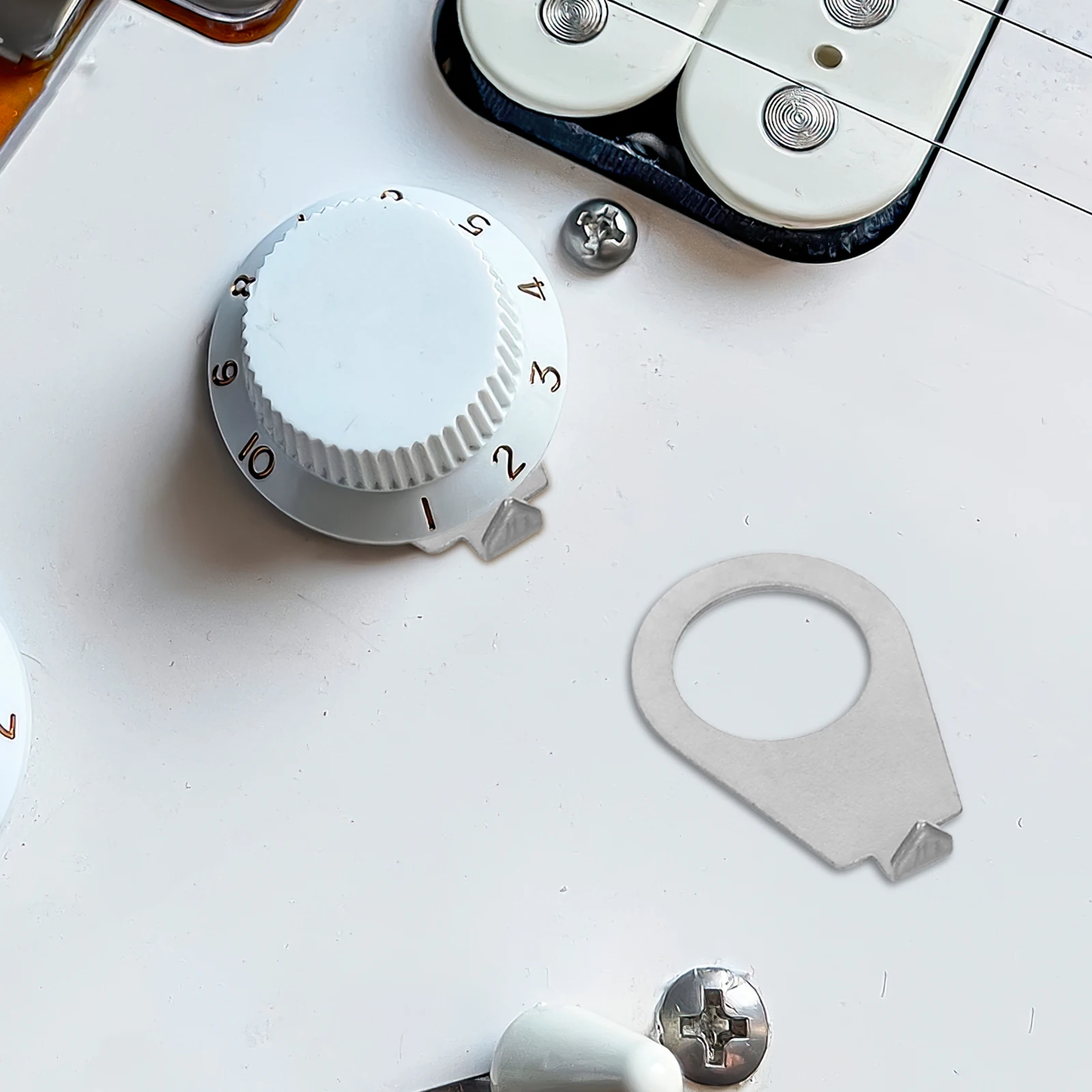 

2pcs Knob Pointer Plate 9.7Mm Diameter Silver For Electric Guitar High Visibility Position Indicator Durable Metal Guitar
