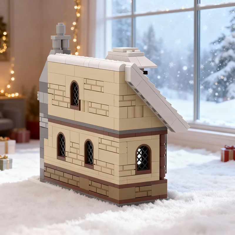 

238 деталей MOC Зимний домик: сезонная рождественская модель, конструктор, архитектурная игрушка, идея для рождественского подарка, развивающий конструктор для детей