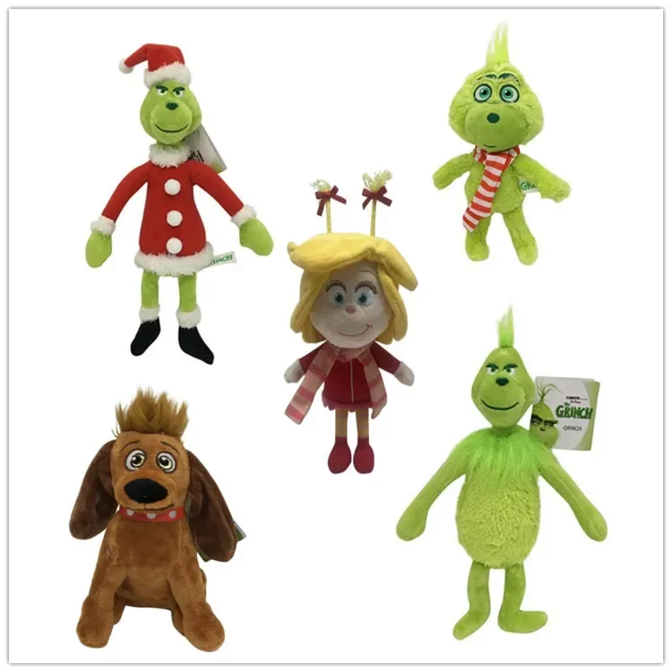 HOT#Green Shaggy Anime Figures Christmas Decoration Green Haired Monster Figurine Adorable Plush Doll Kid Birthday Toy Gifts