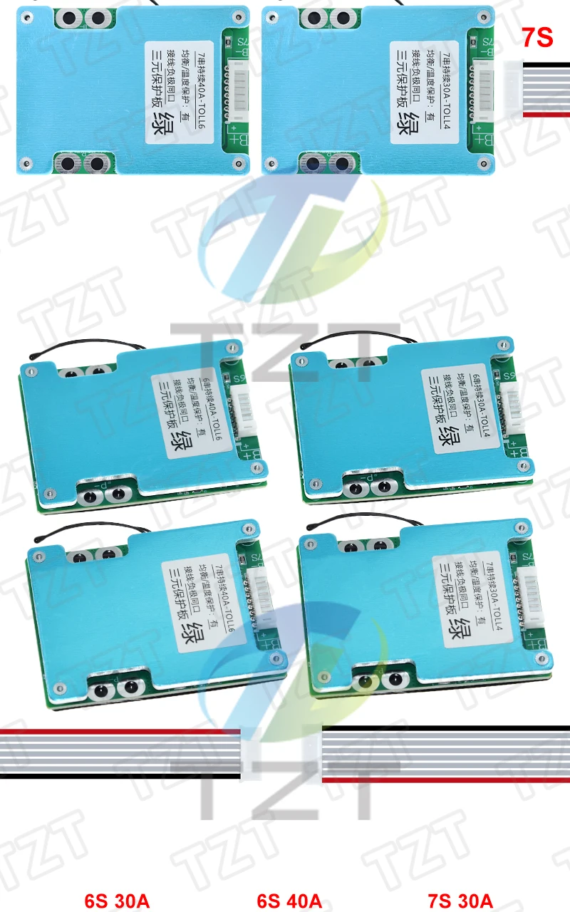 TZT 6S/7S 30A 40A BMS 4.2V 18650 Batterie-Schutzplatine mit Balancer und NTC-Temperaturschutz, gemeinsamer Anschluss mit Kühlkörper – Detail 6