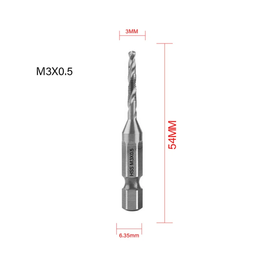 1Pcs Tap Drill Bit Set Hex Shank Thread Metric Tap HSS Threaded Bit Screw Machine Compound Tap-M10 Taps Hand Tools Silver