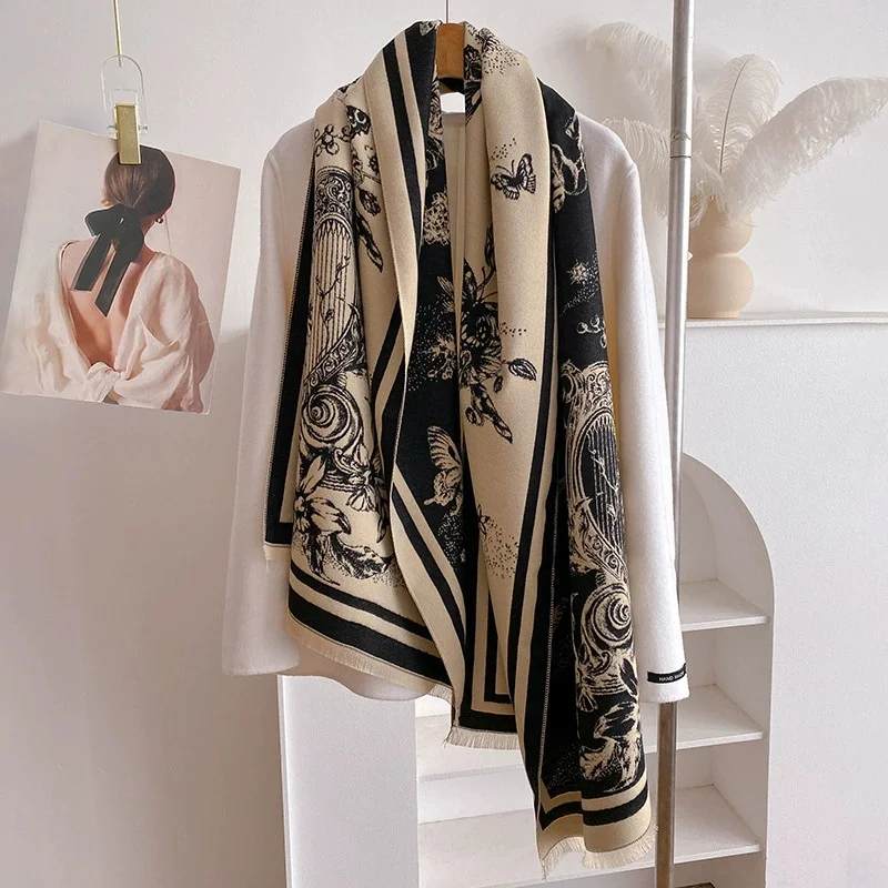 

2025 Women Thicken Luxury Winter Paisley Two-Sided Cashmere Jacquard Scarves High Quality Wrap Shawl Ladies Wool Pashmina Scarf