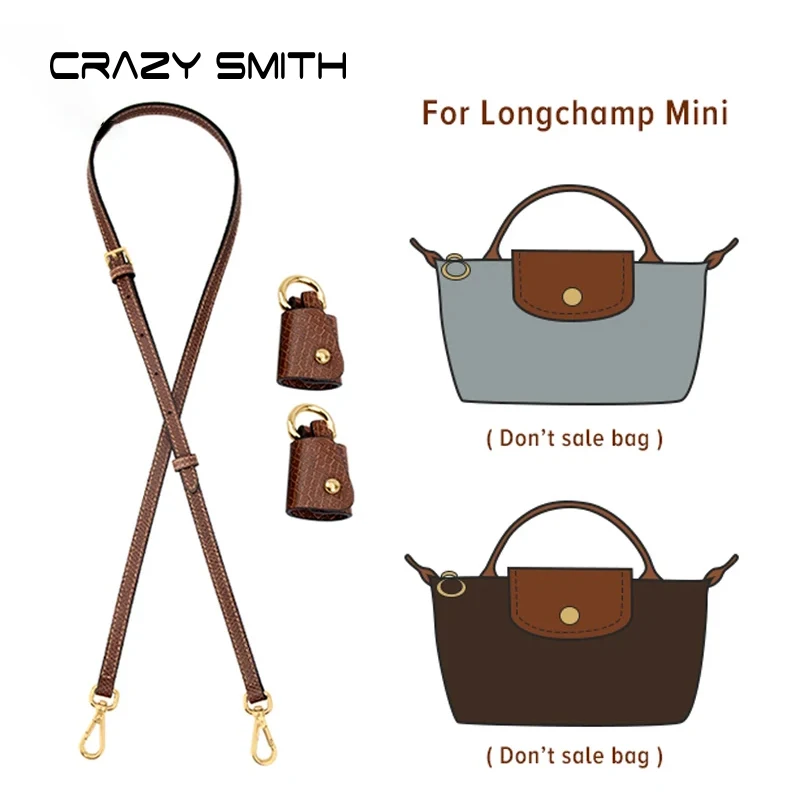 CRAZYSMITH NEW Bag Strap for Longchamp Mini Bag Free Punching Transformation 100% Genuine Leather Shoulder Strap Crossbody Belts