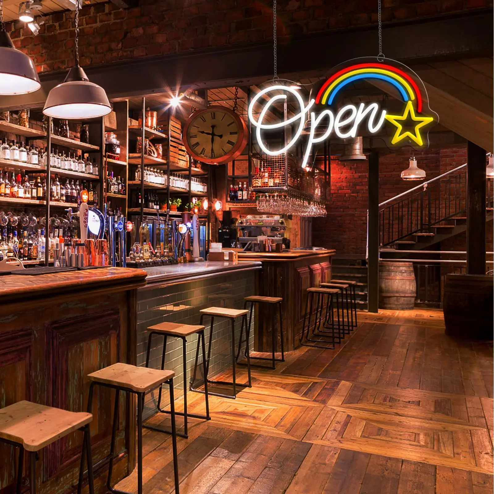 Open LED Neon - Transparent Acrylic Design, USB Powered Dimmable LED Neon, Suitable for Shops, Cafes, Bar Wall Decor