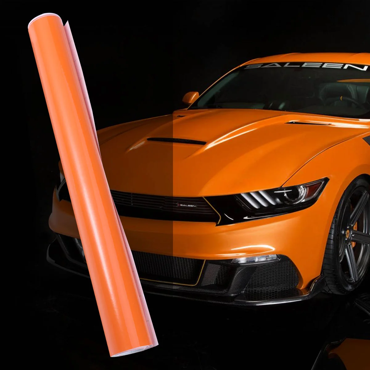 Glossy Vinyl Film Gloss Glossy Car Wrap Foil Sticker with Air Bubble Free Motorcycle Car Wrapping(Bright Orange)