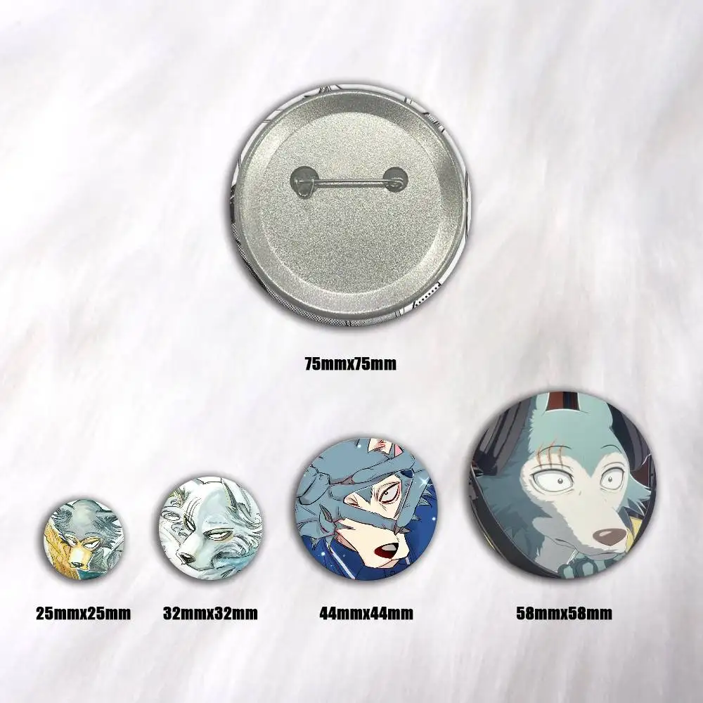 B-Beastars-S Badge on Backpack Accessories Manga Icons Pins Round Cartoon Brooches for Clothes Bag Decor Gifts