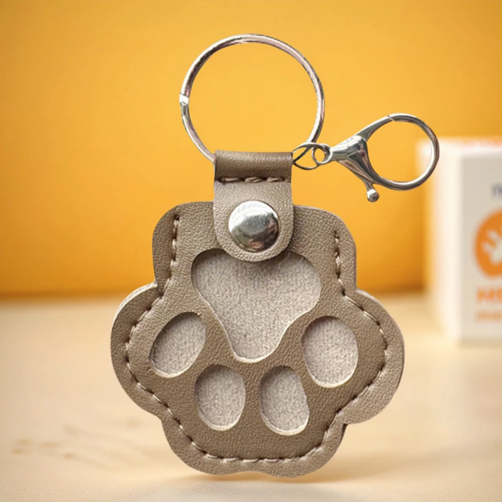 Paw Shaped Pet Hair Memorial Keychain PU Leather Pet Hair Keepsake Keychain Pet Fur Keychain Pendant Handbag Hanging Accessories