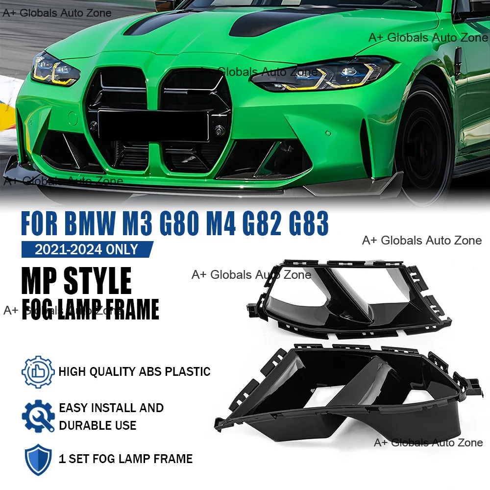 Glossy Black MP Style Fog Lamp Frame Fit For BMW M3 G80 M4 G82 G83 2021-2024 Front Bumper Convert Front Bumper Side Vent Trim