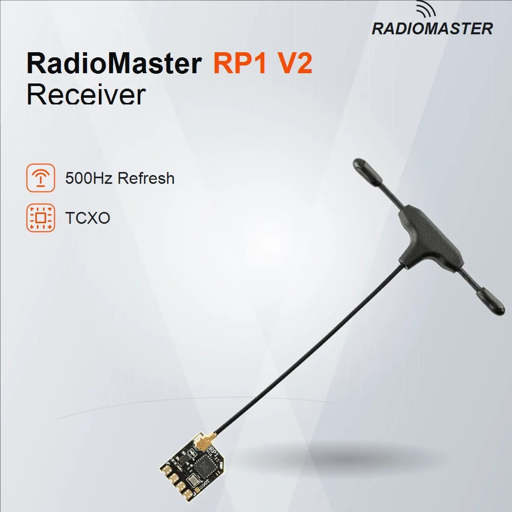 RadioMaster RP1 V2 ExpressLRS ELRS 2,4GHz Nano-Empfänger mit 65mm UFL T-Antenne für FPV-Renndrohnen, Whoop RC-Flugzeuge, TX16S, TX12