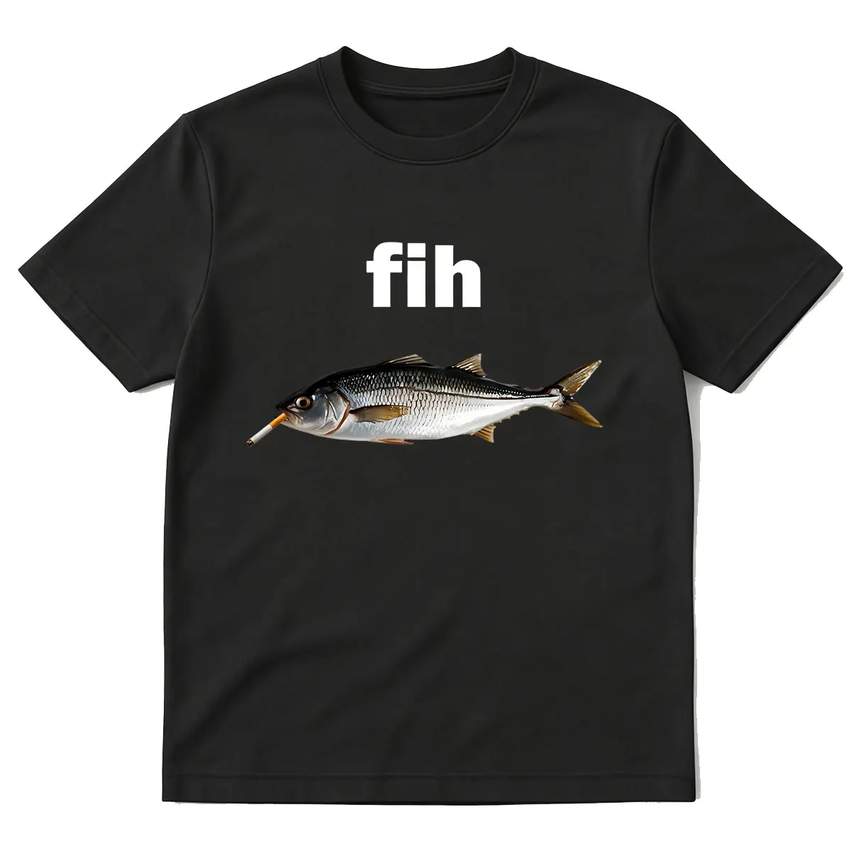 FIH Smoking Funny Fish Meme T-ShirtWomen Clothing Fashion Harajuku Short Sleeves Oversized T Shirts Streetwear