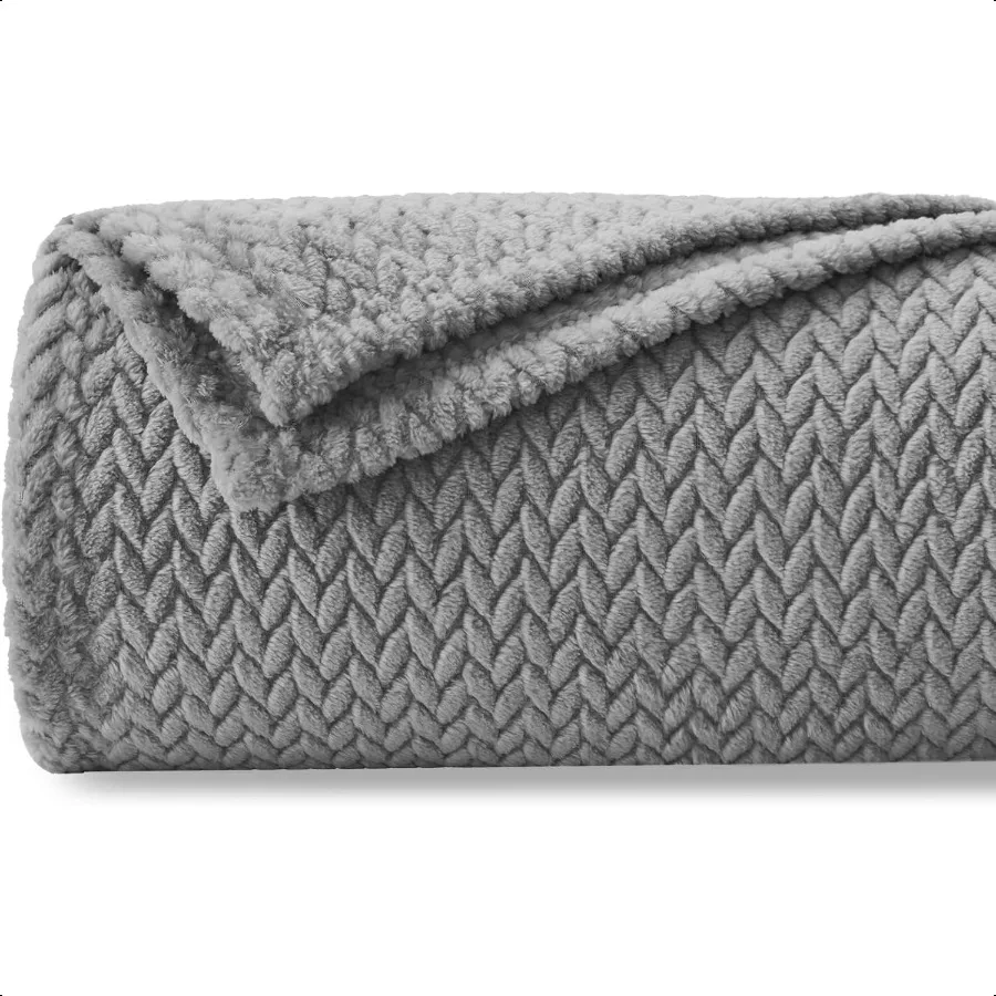 

er Soft Throw Blanket Grey Premium Silky Flannel Fleece Leaves Pattern Lightweight Bed Blanket All Season Use Grey Throw(50x60