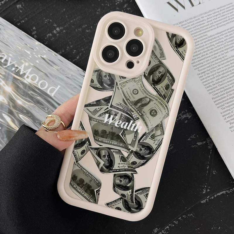 Wealth Money Phone Cases For iPhone 11 12 13 14 15 Pro Max XR XSMax X 7 8 Plus SE 2020 Shockproof Matte Soft TPU Silicone Cover